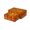 thumbnail image 5 of Contemporary Home Living Set of 2 Brown Striped Burl Wood Veneer Storage Boxes 13.25", 5 of 6