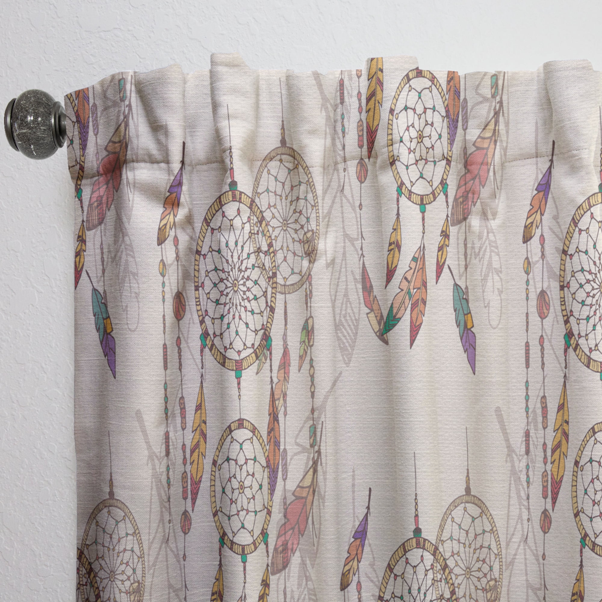 Designart 'Bohemian Dream Catcher With Feathers and Beads' Southwestern Curtain Panel