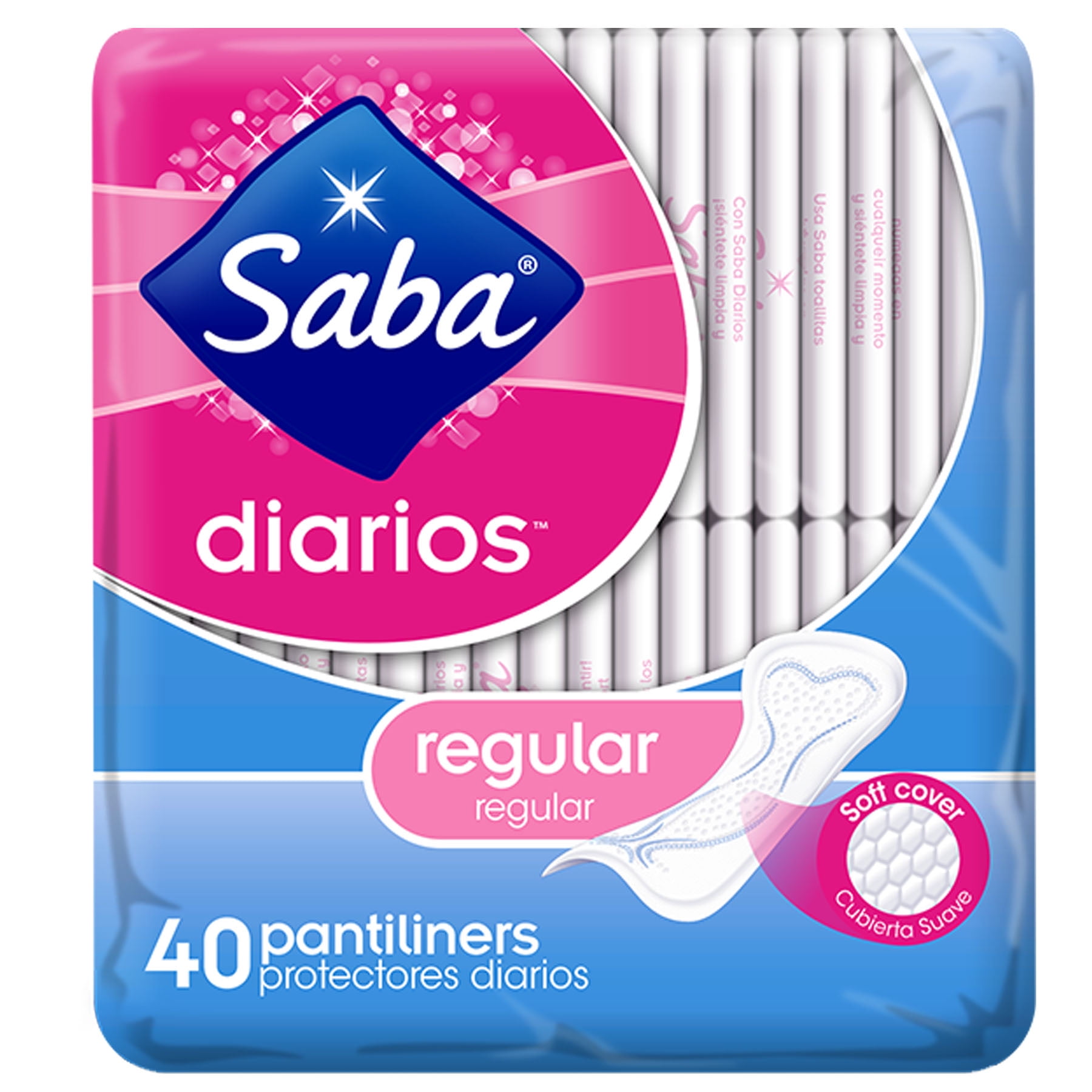 Saba "Diarios" Regular Long Pantiliners, Daily Protection, 40 Count