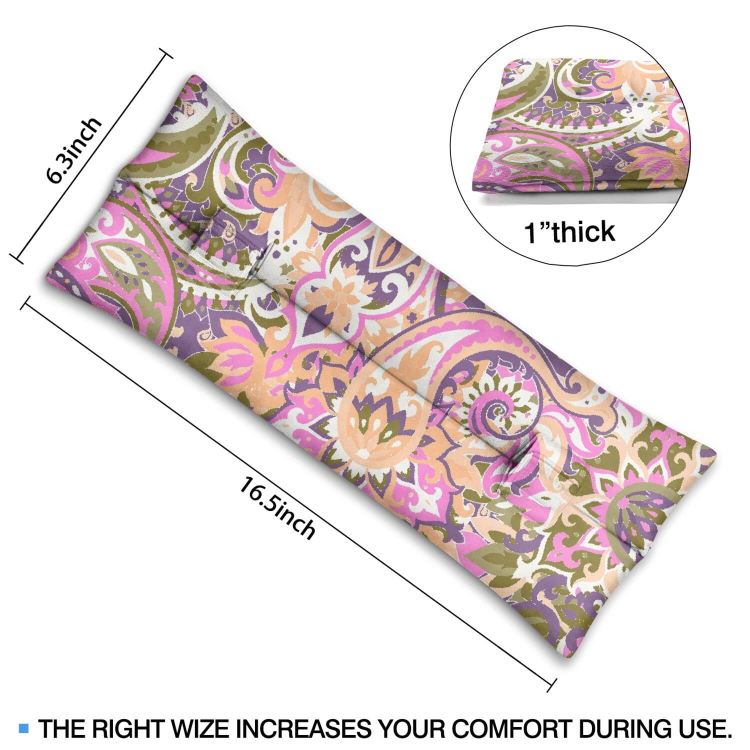 Indian Boho Vintage Seatbelt Pillow - Post-Mastectomy Heart Surgery Recovery Cushion - Retro Floral Car Travel Pillow for Women
