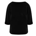thumbnail image 3 of Breezora Women's Casual Button-Down Shirt Round Neck Cotton Linen Long Sleeve Top Elegant Minimalist Office Wear XXXL Size Black, 3 of 4