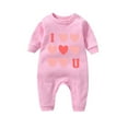 thumbnail image 2 of THDHVS Newborn Girl Clothes,Baby Boy Outfits,Newborn Outfit Girl Long Sleeve Letter Romper Ribbed Knit Jumpsuit Baby Girl Preemie Back Home Outfit Pink 9-12 Months, 2 of 4