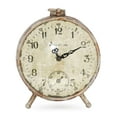 thumbnail image 3 of Zentique 9" Ivory and Beige Distressed Finish Round Tabletop Petit Clock, 3 of 3