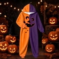 thumbnail image 3 of CUZIBR Girls Halloween Onesie Pajamas Toddler Boys Hooded Plush Pumpkin Pajama Patchwork Zip Up Long Sleeve Jumpsuit Loungewear Funny Homewear,Orange,5-6 Years, 3 of 4