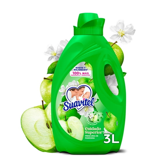 Suavizante de Telas Suavitel Cuidado Superior Manzana Disfruta de 100% más Fragancia y Duración 3 L
