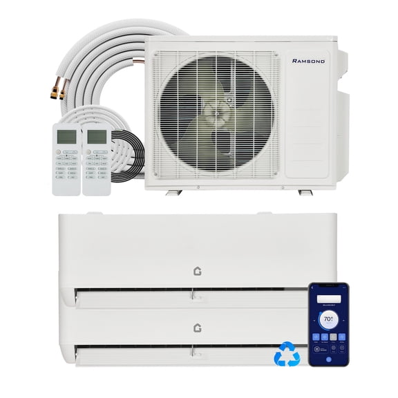 18,000 BTU Dual Zone Mini Split AC with Heat Pump – 24 SEER2 Energy Efficient Ductless Air Conditioner System, 12K 12K Indoor Units for 2 Rooms, WiFi Smart App Control, R454B Refrigerant, Cools
