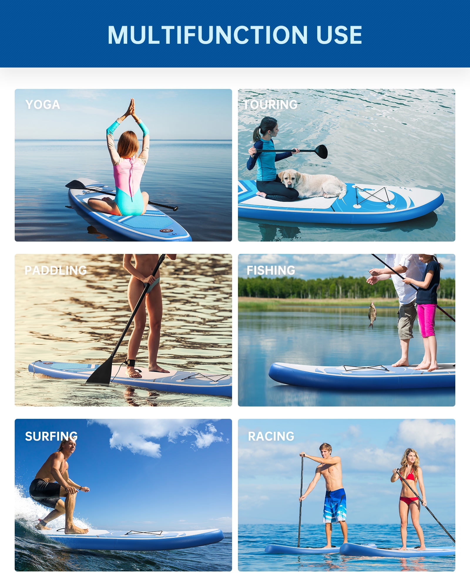 Inflatable Stand up Paddle Board SUP Inflatable Paddle Board with  Paddleboard Accessories Triple Action Pump Fishing Green