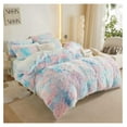 thumbnail image 2 of TiaGOC Fluffy Tie Dye Comforter Cover Queen Set，Faux Fur Comforter Set 3 Pieces(1 Plush Duvet Cover +2 Shaggy Pillowcases) Faux Fur Tie Dye Bedding Sets Queen,Solid Color (Tie Dye Blue, Queen), 2 of 9