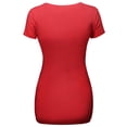 thumbnail image 2 of FashionOutfit Women's Basic Solid Vneck Various Color Short Sleeve, 2 of 3