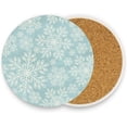 thumbnail image 5 of Coasters for Drinks Set of 4 Pieces Absorbent Ceramic Coasters with Cork Base, ﻿Christmas Snowflake Background Coffee Coaster Great Gift for Table, Kitchen, Home Decor Cup Coasters, 5 of 5