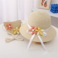 thumbnail image 3 of LNMQLPDBS Straw Sun Hat & Shoulder Bag Sets for Kids Summer Straw Hat for Girls Large Brim Beach Hat with Pretty Flower Baby Outdoor Sun Protection Hat Trendy Sunshade Cap for Tourism, 3 of 8