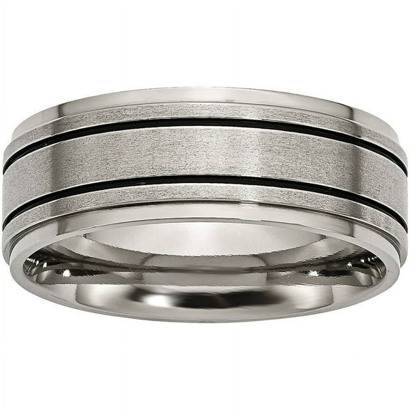 Titanium Enameled Flat 8mm Satin & Polished Band