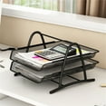 thumbnail image 5 of Desk File Tray Organizer Mesh Desk File Organizer Desk Document Tray Office Desk Document Tray Mesh Bracket Paper Letter Shelf Holder Black Metal For Home Study School 2 Layers, 5 of 5