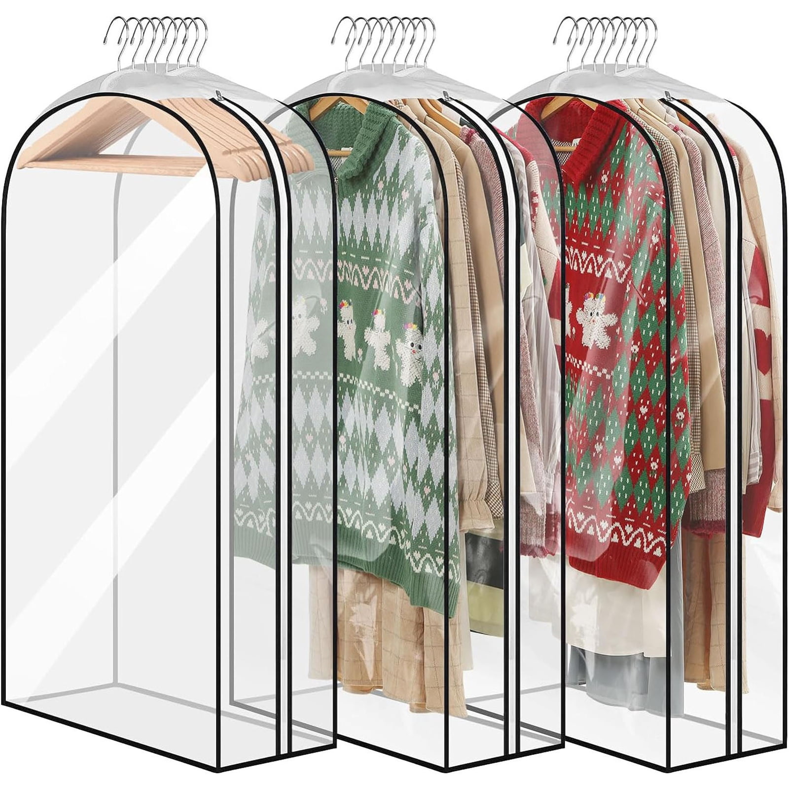 Xhegex Clear Gusseted Garment Bags for Closet Organization, Store Gowns, Suits, Dresses, Coats, and Uniforms, Keep Your Clothes Neat and Protected