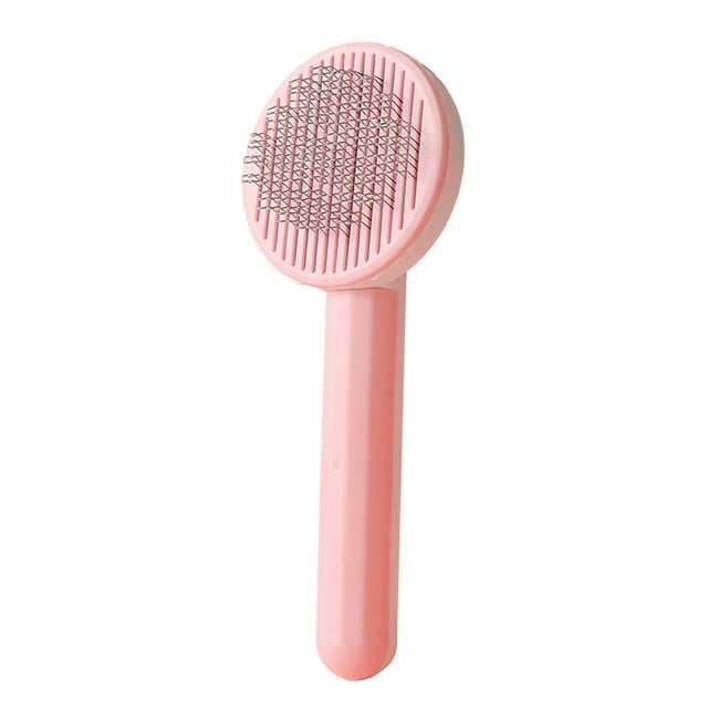 Peine para pelo de mascotas, autolimpiable, masajeador, depilación, cepillo para gatos, gatitos, suministros para mascotas, peine autolimpiable rosa para mascotas