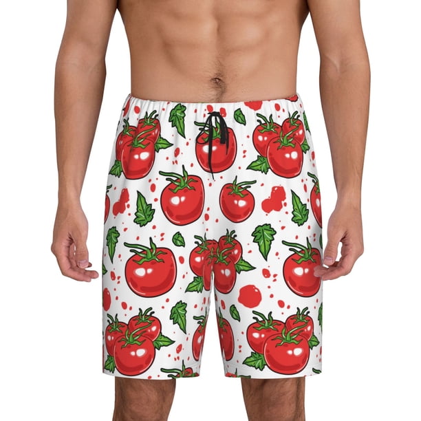 Fotbe Hand Drawn Tomatoes Pantalones Cortos de Pijama para Hombre, Ropa de Dormir, Pantalones de Pijama Cortos para Hombre-Small