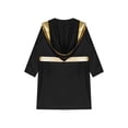 thumbnail image 4 of CHICTRY Robe de Boxe pour Garçons, Robe à Capuche, Tenue de Boxe, Manches Longues, Garniture Métallique, Robe en Satin avec Short, Noir 16, 4 of 5