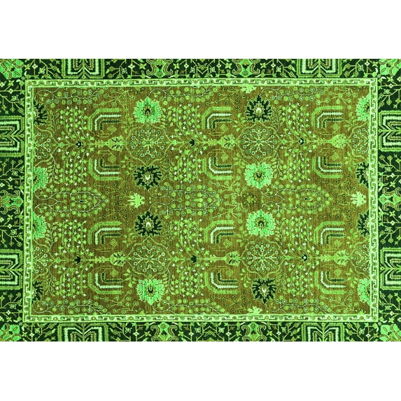 Ahgly Company Indoor Rectangle Oriental Green Traditional Area Rugs, 2' x 3'