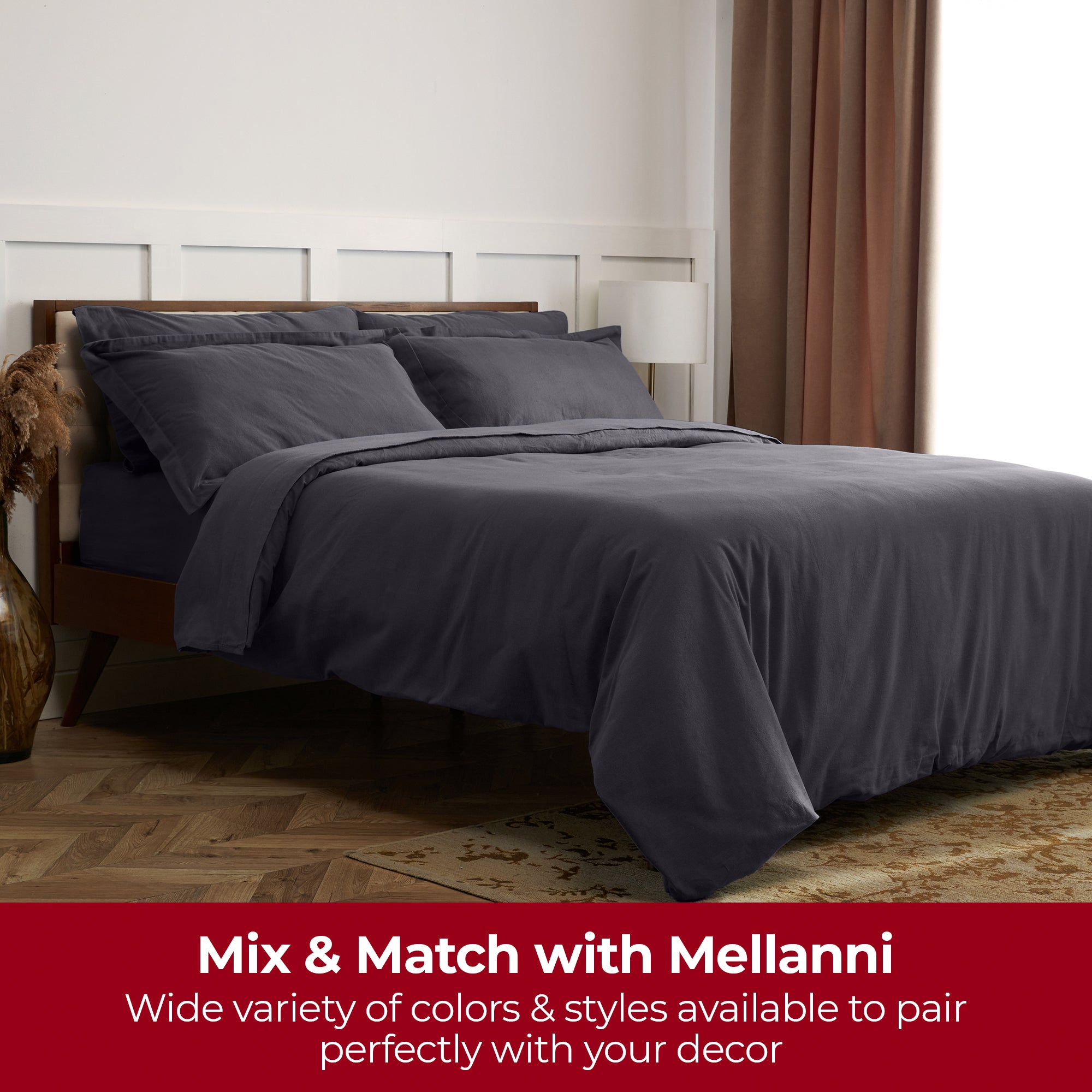 Mellanni Cotton Flannel 4 Piece Sheet Set, Lightweight Deep Pocket Bed Sheets, Queen, Gray - image 5 of 6