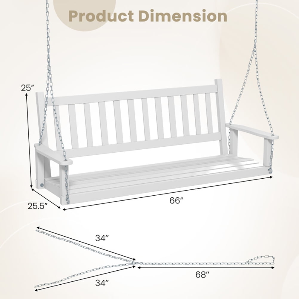 Aimee Lii 3-Person Wooden Outdoor Porch Swing with 800 lbs Weight Capacity, Swing Chair Outdoor, White Aimee Lii 3-Person Wooden Outdoor Porch Swing with 800 lbs Weight Capacity, Swing Chair Outdoor, White