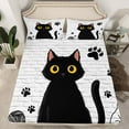 thumbnail image 2 of jejeloiu Cute Animal Cat Bed Sheets,Kawaii Kitten Pattern King Sheets,Black Gray Sheet Set For Teens,Beathable Home Decor,4-Piece, 2 of 7