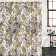 thumbnail image 4 of Small Stall Shower Curtain 36x72 Inch Narrow Half Size Dark Sage Green Botanical Bath Curtains Bathroom Decor, Spring Floral Summer Botanical Retro Waterproof Shower Curtain Set with Hooks 36 Inch, 4 of 7