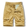 thumbnail image 2 of Men's Lightweight Multi Pocket Cotton Casual Elastic Waist Cargo Shorts,Outdoor Twill Shorts with Muti Pockets(No Belt) Yellow, 2 of 9