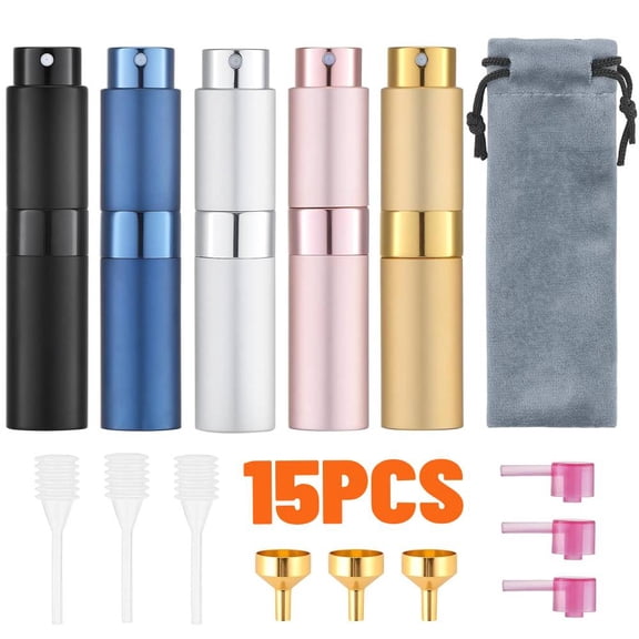 5 Piece 8 ml Refillable Perfume Atomizer, Leak-Proof Travel Spray Bottle, Portable Mini Cologne Dispenser for Travel