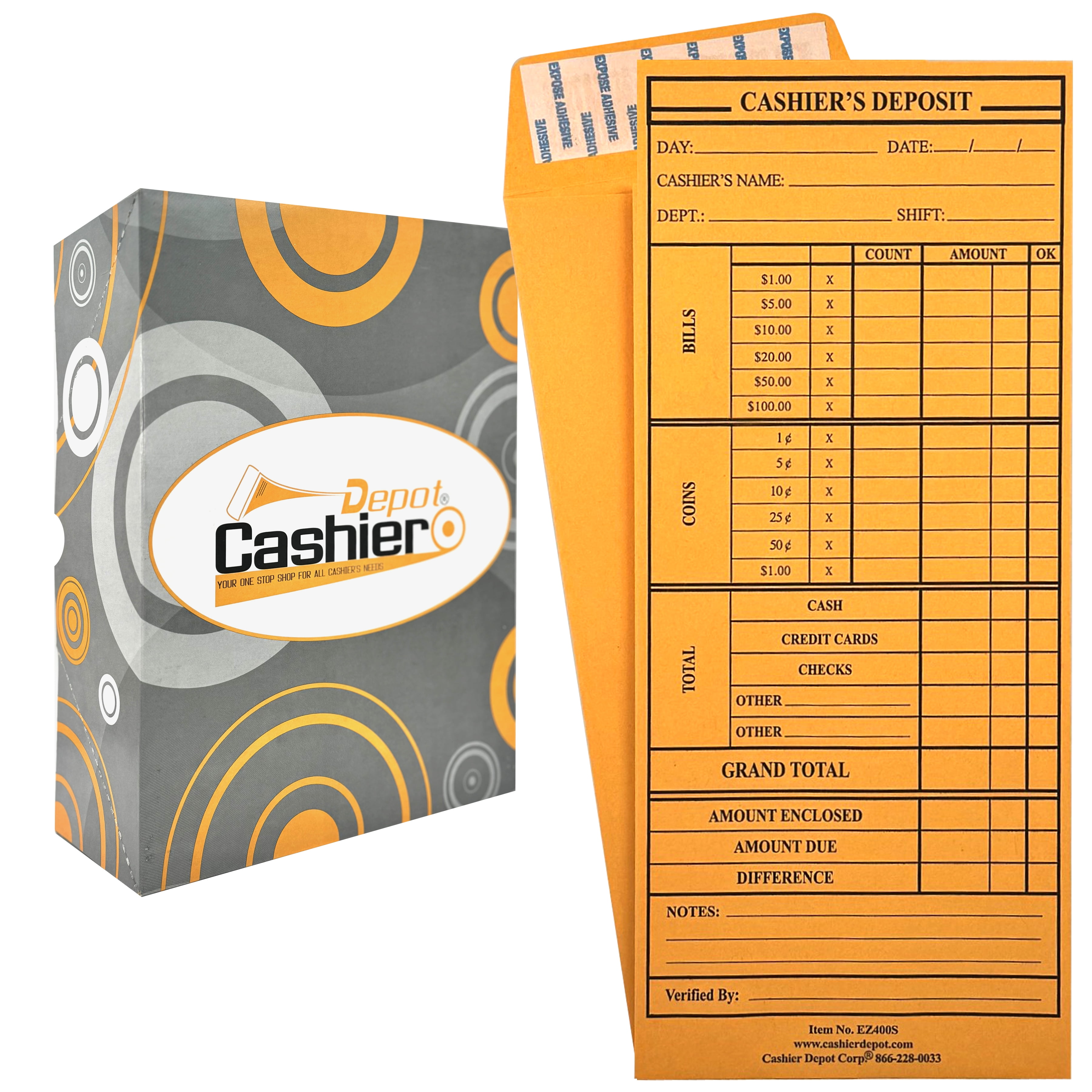 Cashier's Drop Report Envelopes - #10 Size, 4 1/8 X 9 1/2, 500 Per Box (EZ465)