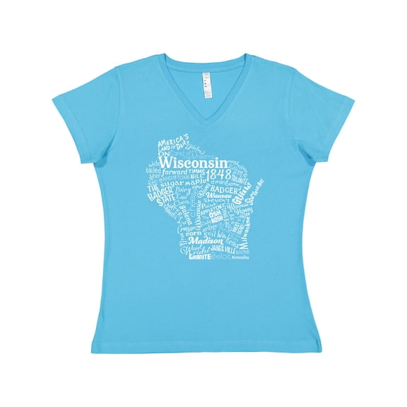 Inktastic Wisconsin State Word Salad Women's V-Neck T-Shirt