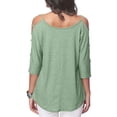 thumbnail image 6 of hotojiny Cold Shoulder Tops for Womens Cute Scoop Neck 3/4 Sleeve Shirt Summer Fashion Outfits Spring Beach Vacation T Shirts, 6 of 7