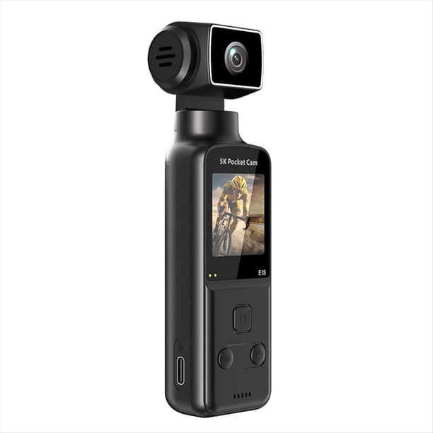 Cámara Digital de Bolsillo 5K con Micrófono Externo, Cámara de Video Wifi con Rotación de 270° para Deportes Al Aire Libre, Ciclismo y Viajes.