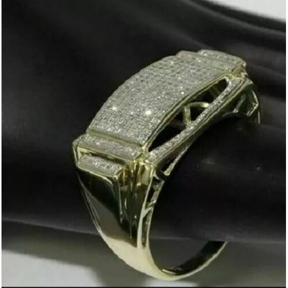 3Ct Round Lab Created Diamond Wedding Pinky Men's Ring 14K Yellow Gold Plated