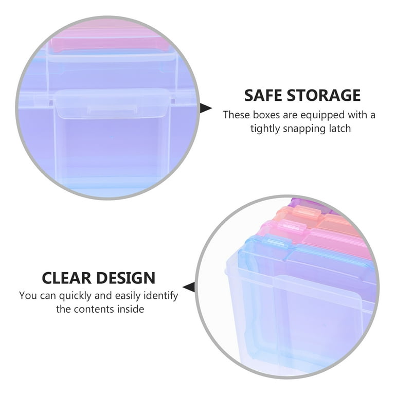 Picture Storage Box Container with Lid Transparent Portable Craft Keeper  Organizer Photo Box for Postcard Photos Cards Stamps 770ml