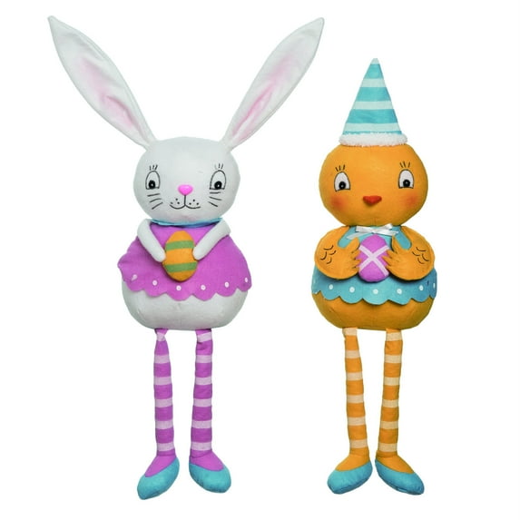 Plush Easter Bunny & Chick Shelf Sitter Figurines Johanna Parker