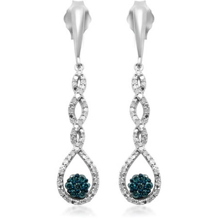 1/4 Carat T.W. Blue and White Diamond Sterling Silver Fashion Earrings