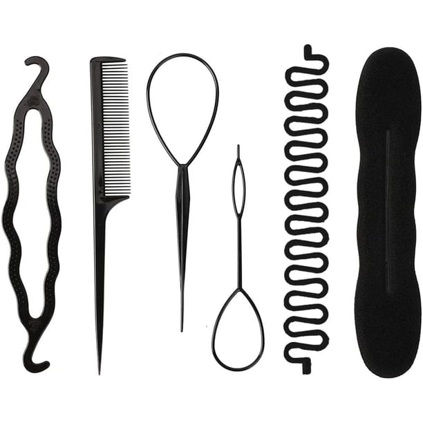 Juego de peinado de 6 piezas: accesorios para el cabello para diferentes estilos de cabello, máquina para hacer moños, máquina para trenzar, peinado de bricolaje, accesorios mágicos para el