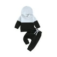 thumbnail image 1 of SUNSIOM Toddler Boys 2PCS Pants Sets Long Sleeve Contrast Color Hoodie Tops and Drawstring Pants Sets, 1 of 9