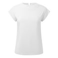 thumbnail image 6 of Lixiuxyad Loose Casual Round Neck Solid Color Short Sleeved T Shirt For Women Trendy Flowy,White XXL, 6 of 6
