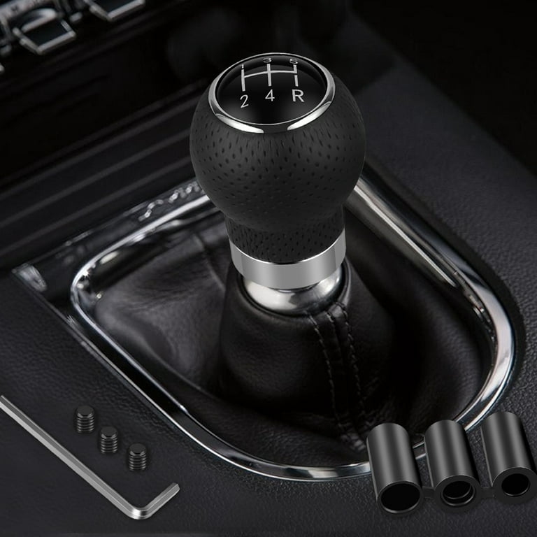 verlacod Car Gear Shift Knob PU Leather Car Gear Stick Manual Shifting  Knobs Shifter Lever 5 Speed with 8/10/12mm Adapters Universal Car Round  Stick