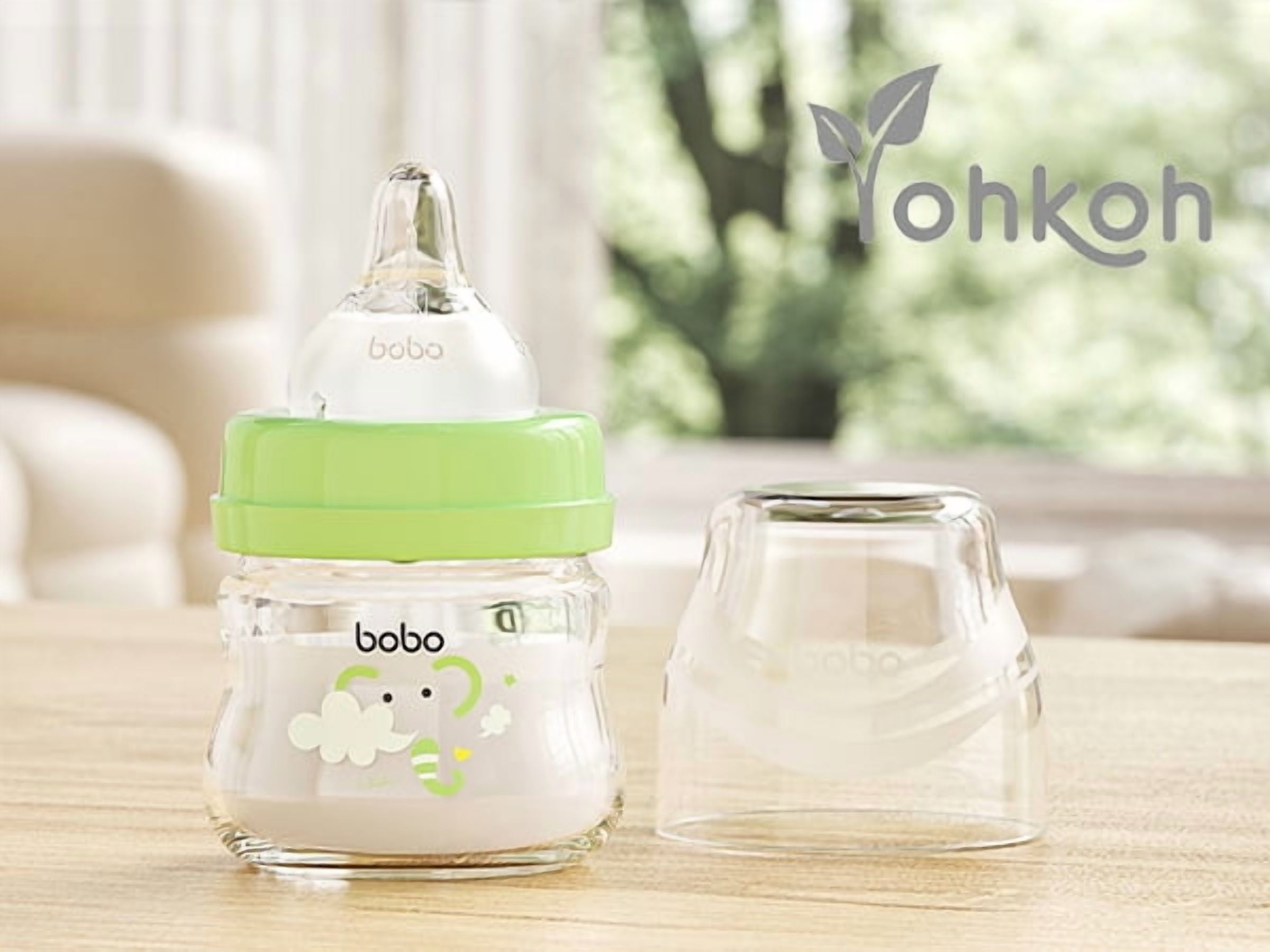 YOHKOH Glass Baby Bottles,Slow Flow,Newborn,Anti-Colic,0+ Months,Clear(Multicolour, 2.7oz)4 Pack
