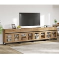 thumbnail image 5 of WAMPAT Modern TV Stand with 3 Tiers Bookshelf, Farmhouse Entertainment Center with 4 Drawers and Adjustable Shelf, Wooden Media TV Console with Glass Doors for Living Room, Oak, 5 of 12