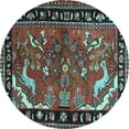 thumbnail image 1 of Ahgly Company Indoor Round Persian Light Blue Traditional Area Rugs, 8' Round, 1 of 4