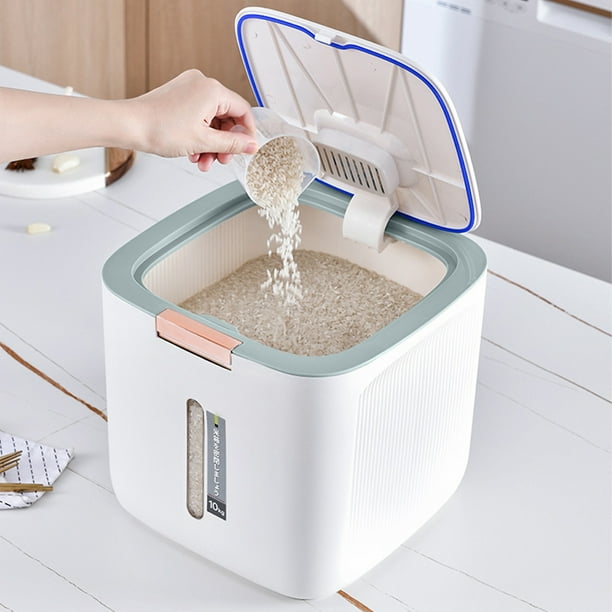 Hogar y cocina, dispensador de arroz hermético, cubo de arroz con tapa para cereales, harina, arroz, frijoles, comida para mascotas, recipiente grande para almacenar arroz con tapa, contenedor de cere