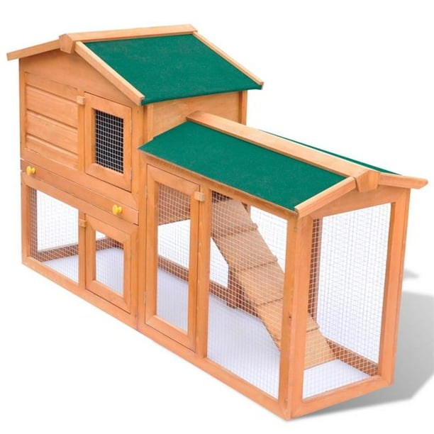 vidaxl outdoor rabbit hutch 3 doors wood