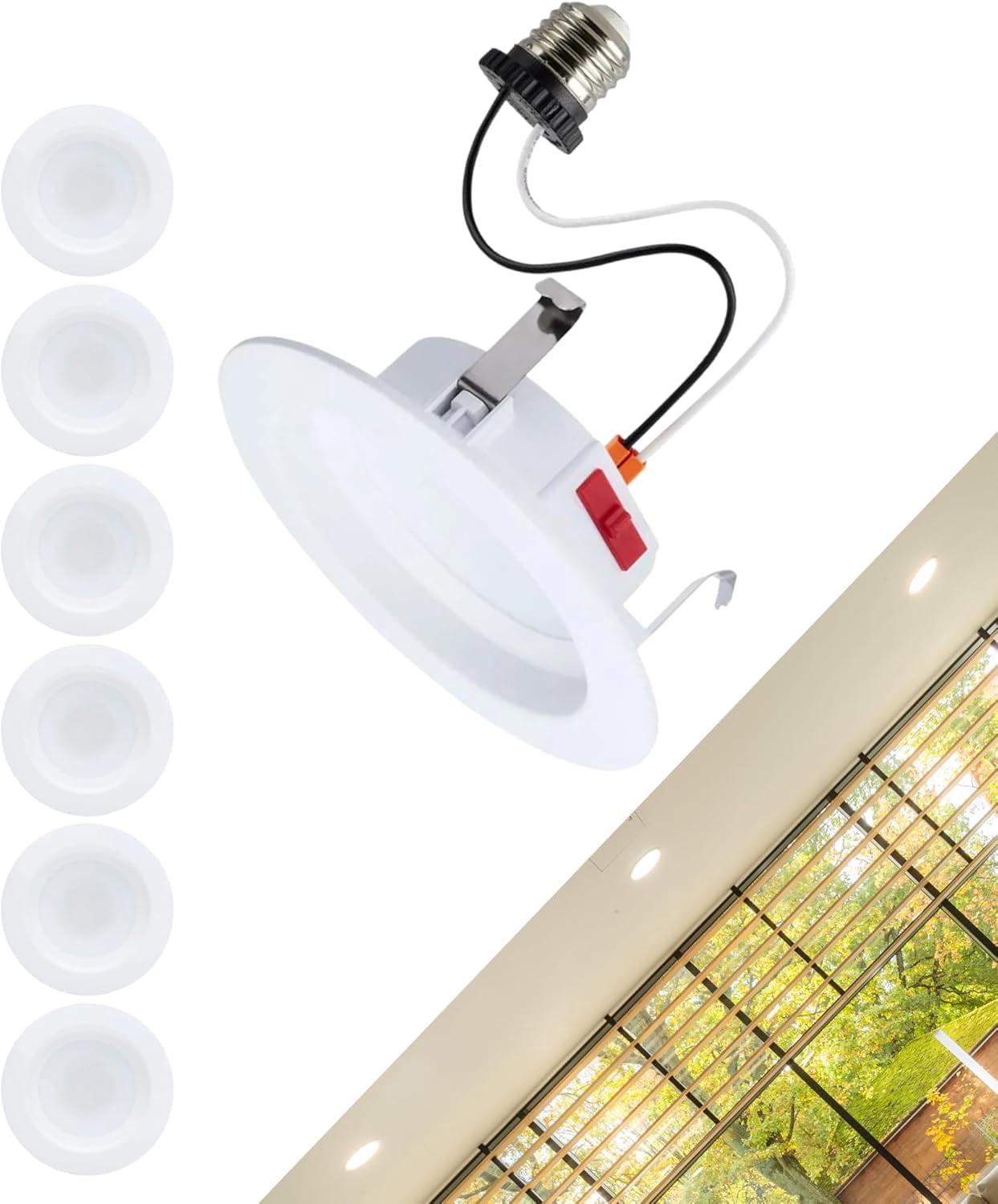 NUWATT 4" Ultra-Thin Recessed LED Lights – 6-Pack, Brushed Nickel, 5CCT Selectable (2700K-5000K), Dimmable, IC Rated, Damp Rated