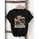 thumbnail image 2 of Cowgirl Blessed Print T-shirt, Short Sleeve Crew Neck Casual Top for Summer & Spring, Women's Clothing, 2 of 6
