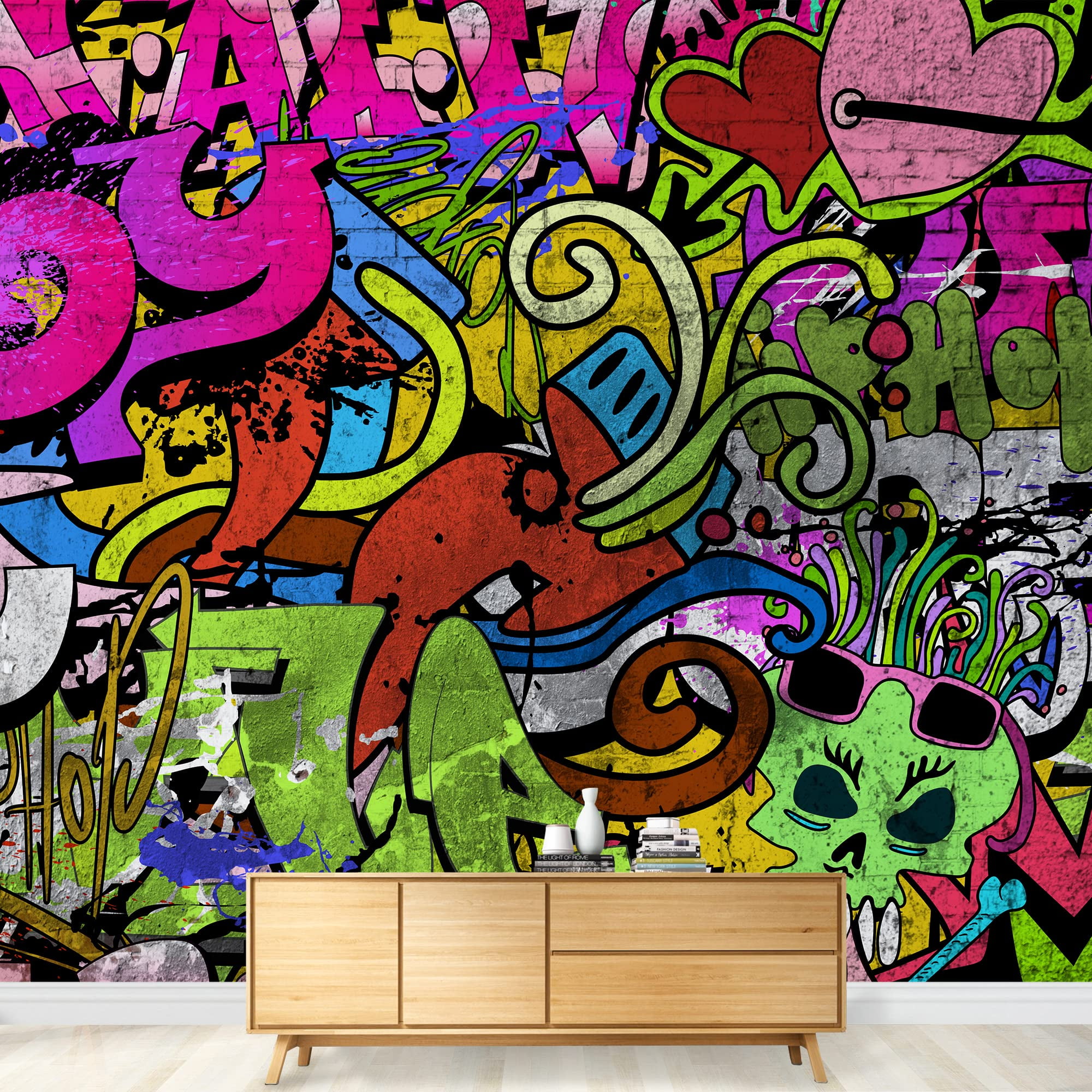wall26 - Colorful Graffiti - Large Wall Mural, Removable Peel and Stick Wallpaper, Home Decor - 100x144 inches