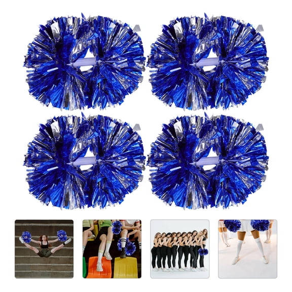 CIMAXIC Durable Blue Pet Cheerleader Pom Poms Reusable for Decoration 4Pcs
