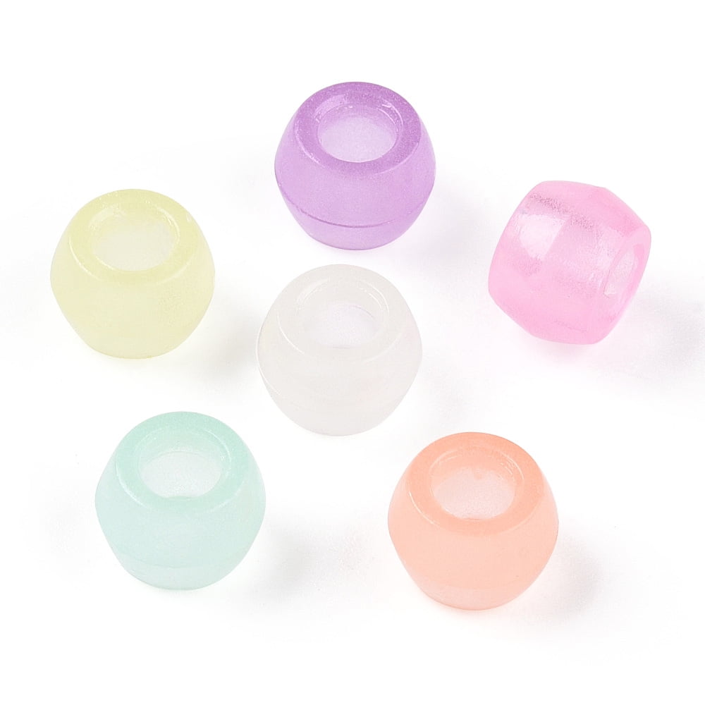 Transparent Luminous Acrylic Beads Crow Beads Pony Beads Glow in the Dark Barrel Mixed Color 8x6mm Hole: 3.8mm diy